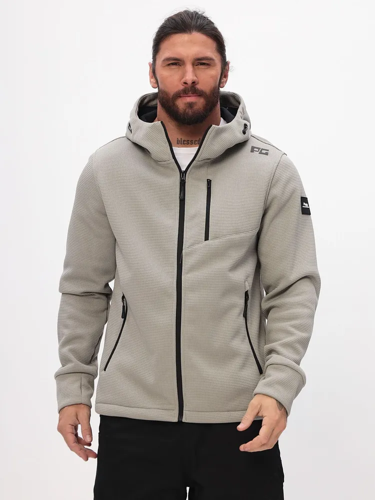 Толстовка Мужской Twenty бежевый Молния Полиэстер, размер 58 прямой Длинный Китай