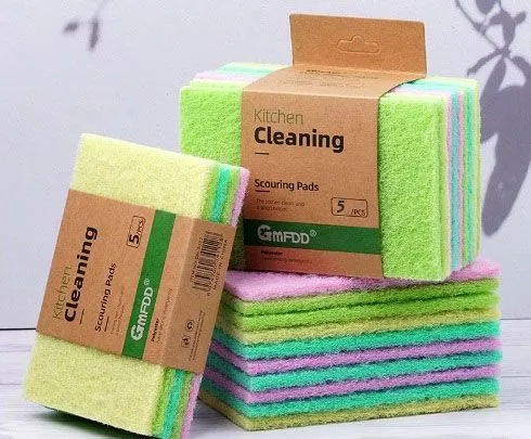 Губка Для уборки, Абразив, Полиэстер, 5 уп