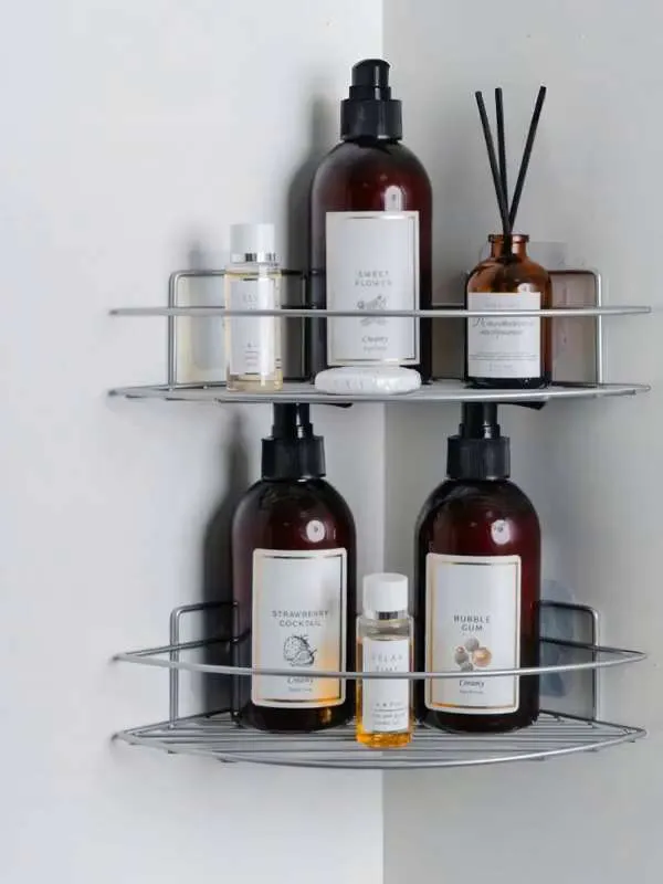 Полка настенная для ванной угловая 1 ярус 2шт Хром