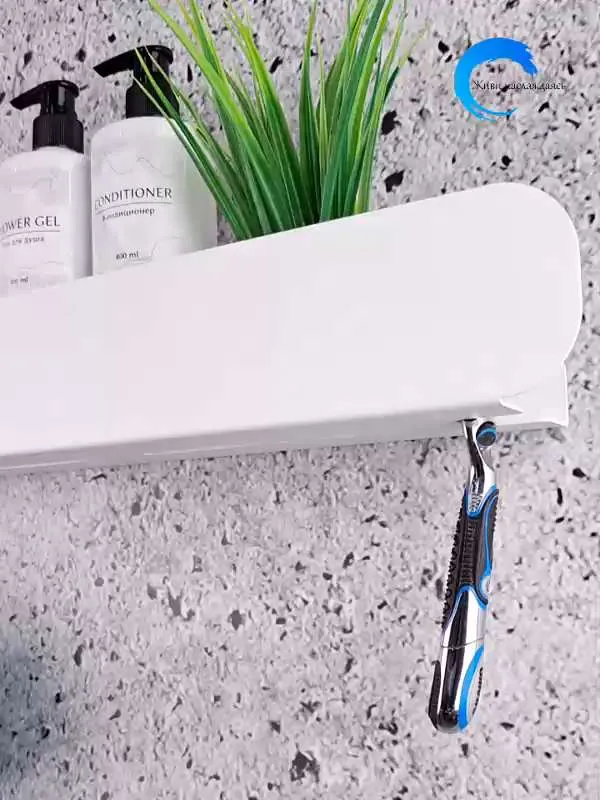 Полка для ванной комнаты нержавеющая алюминиевая прямая настенная навесная белая, 40 см