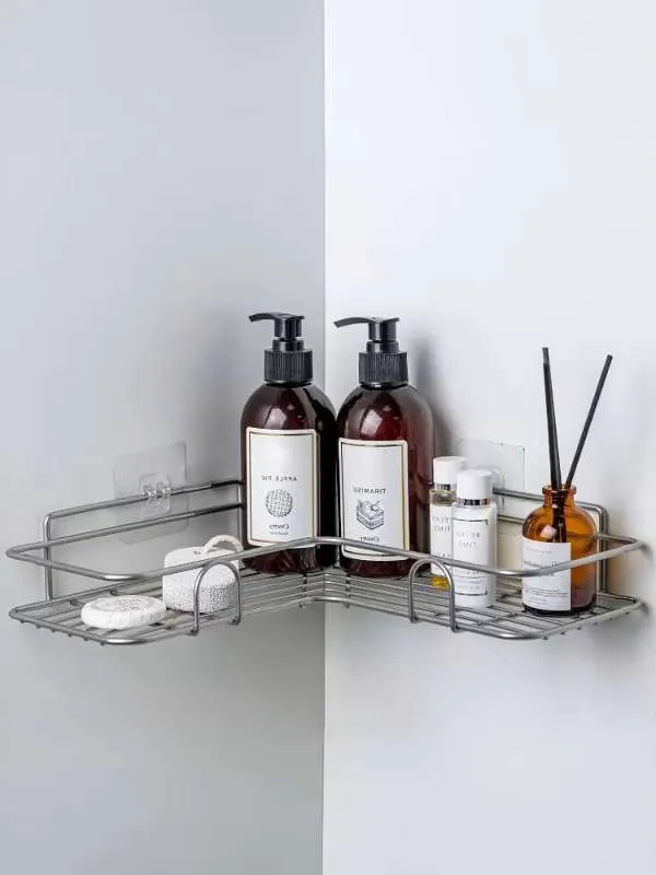 Полка настенная для ванной угловая 1 ярус Хром