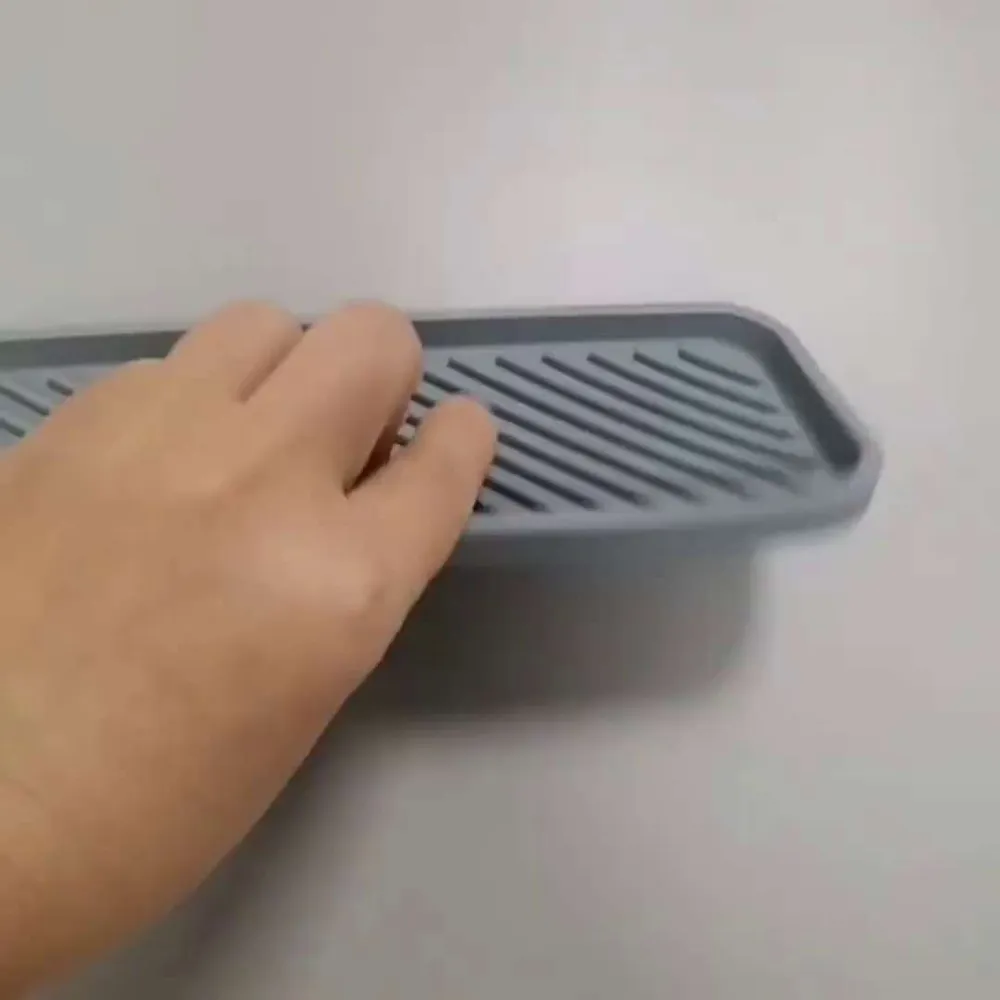 Cиликоновый коврик, подставка для губки и моющего средства на кухне, светло-серый