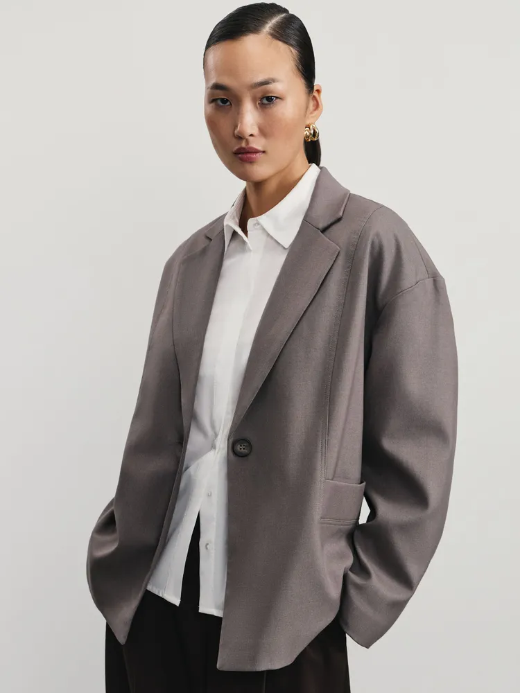 Жакет Женский Zarina светло-коричневый Вискоза, Полиэстер, размер 40 Карманы прямой Длинный однобортный Пуговицы Однотонный Повседневный Китай