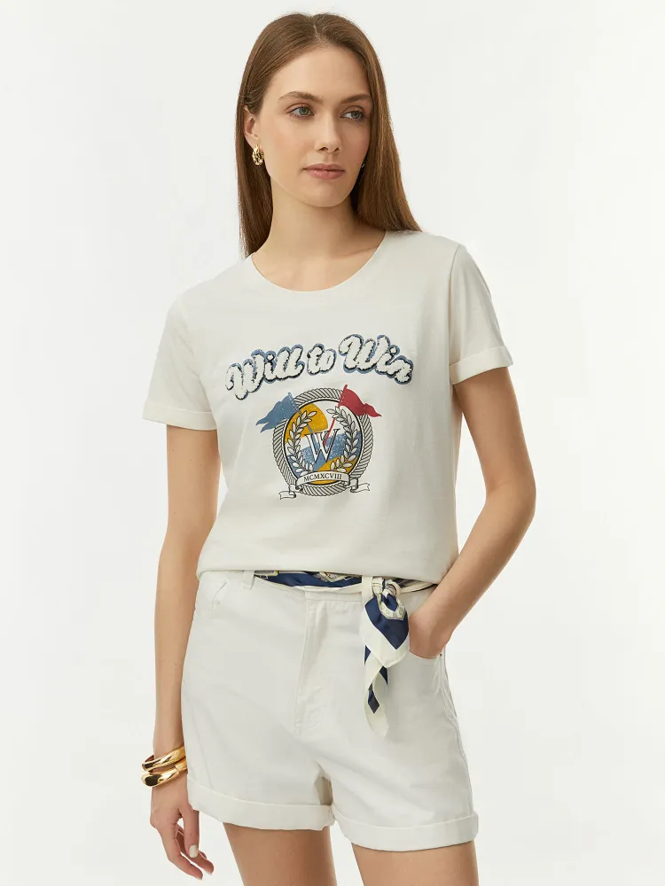 Футболка Женский oodji белый, размер 50 Хлопок Повседневный Бангладеш