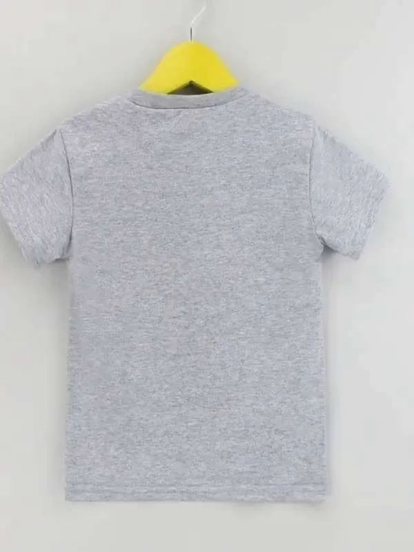 Футболка Девочки, Мальчики Babycollection Жираф серый, оранжевый Короткий, размер 104, 110 Хлопок, Полиамид Животные оверсайз Повседневный Россия Бег, рост 104-110