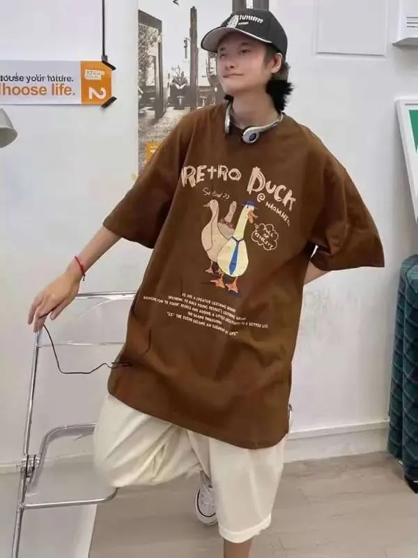 Футболка Женский Rubi& Jons коричневый Средний, размер универсальный Хлопок оверсайз Повседневный Узбекистан, рост 150-190