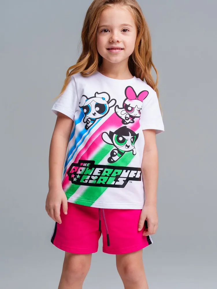 Футболка Девочки Play Today белый Короткий, размер 110 Трикотаж Логотип Повседневный Китай