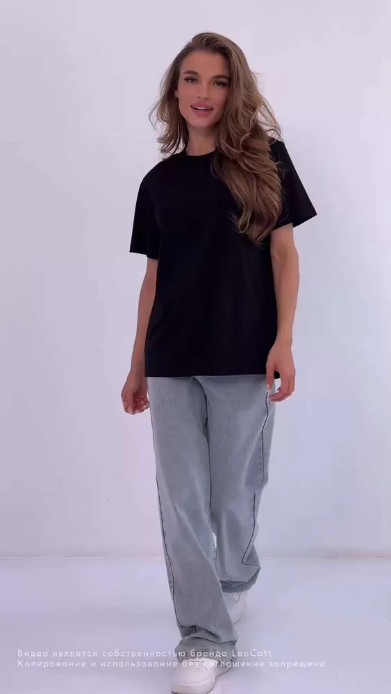 Комплект футболок Женский, Мужской черный, белый Средний, размер 52, 54 Хлопок Однотонный прямой Офисный/школьный Узбекистан Бег