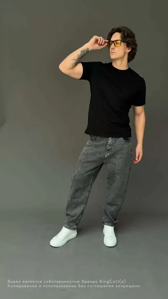 Комплект футболок Мужской King Cott белый, серый Средний, размер 56, 58 Хлопок Однотонный прямой Офисный/школьный Узбекистан Бег