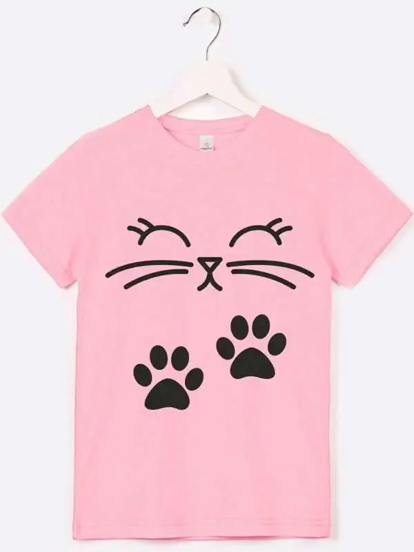 Футболка Девочки Happyfox розовый Короткий, размер 152 Кулирная гладь Другое прямой Повседневный Россия, рост 152