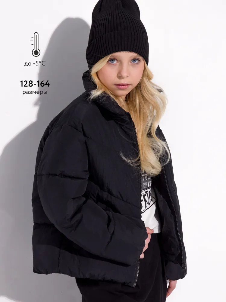 Куртка Девочки Vulpes Светоотражающие элементы черный Полиэстер, размер 140 Длинный Демисезон Полиэстер Китай