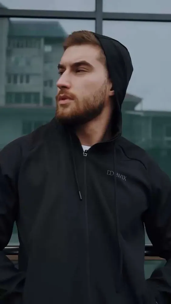 Костюм спортивный Мужской Dolavix Повседневный брючный, двойка черный, размер 52 Полиэстер Логотип, рост 190 Молния Киргизия Демисезон Молния