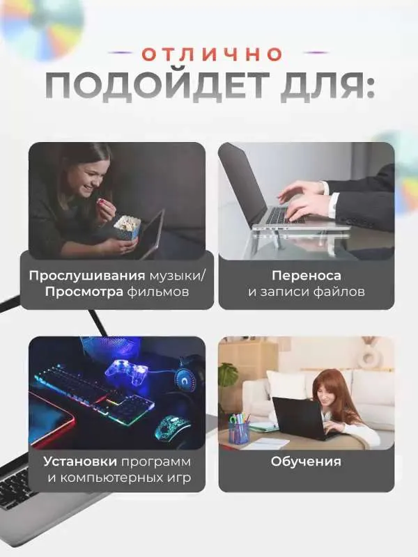 Внешний дисковод для ноутбука оптический привод компьютера USB 3.0 CD- RW DVD- R