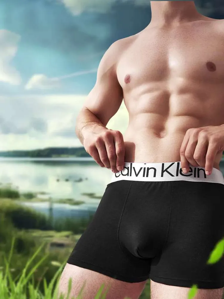 Трусы Мужской Calvin Klein боксеры Хлопок, Эластан черный, серый, размер 52, 54 Средняя Египет Повседневный Однотонный, Логотип плоские швы