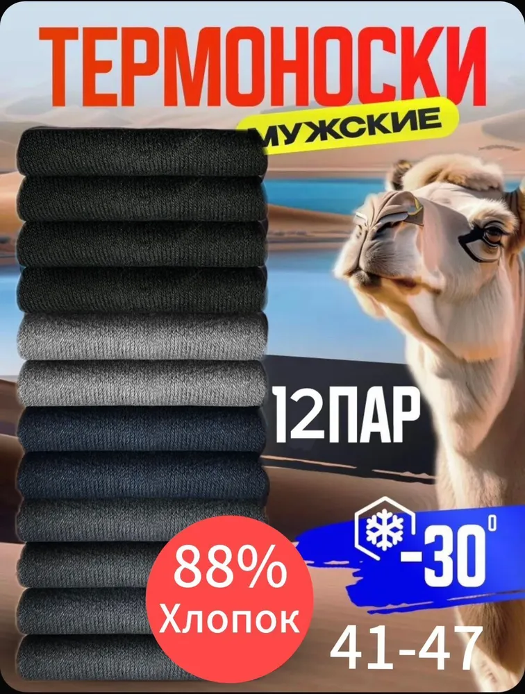 Термоноски Мужской Термоноски, размер 41, 43 Хлопок разноцветный