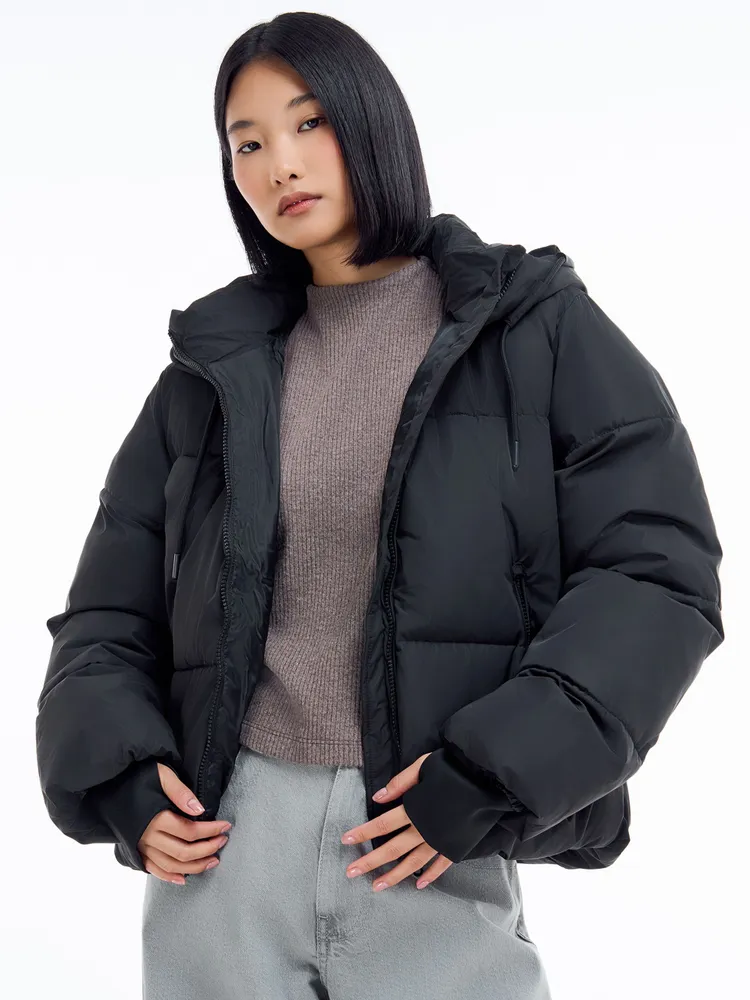 Куртка Женский ТВОЕ Карманы, Капюшон черный стойка Полиэстер, размер 44 Длинный Демисезон прямой Синтепон Китай