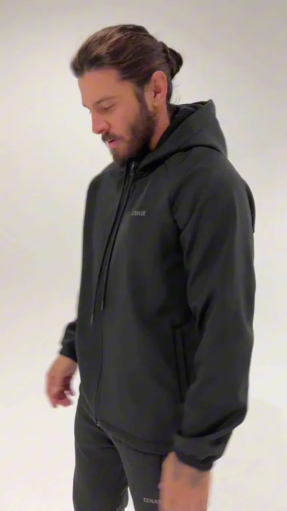 Костюм спортивный Мужской Dolavix Повседневный брючный, двойка черный, размер 52 Полиэстер Логотип, рост 190 Молния Киргизия Зима Молния