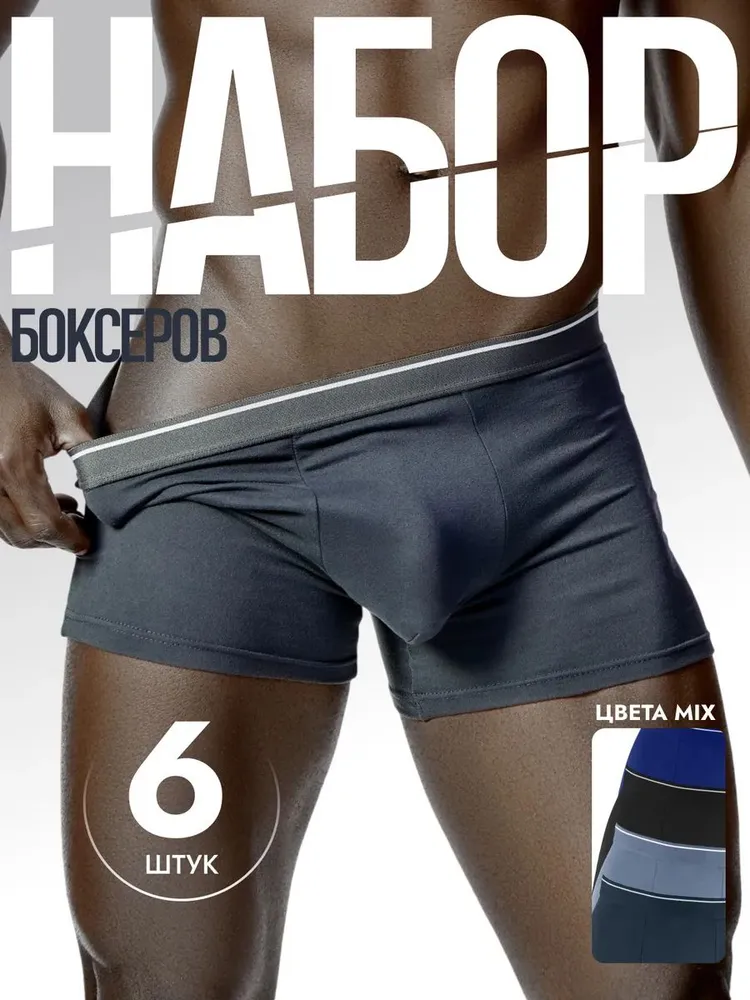 Комплект трусов Мужской Wucht боксеры Хлопок, Бамбуковое волокно синий, размер 56 Средняя Китай Повседневный Однотонный бесшовная модель, рост 180