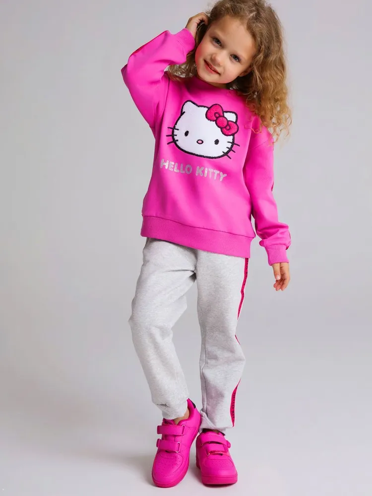 Комплект одежды Девочки Play Today Повседневный розовый, серый, размер 116 Трикотаж Логотип Китай Демисезон Шнурок