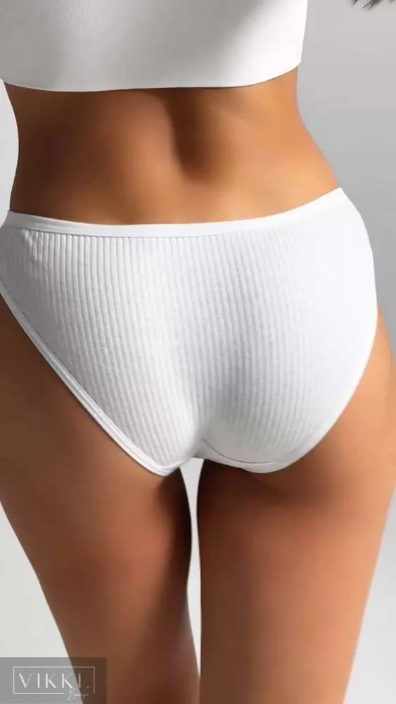 Комплект трусов Женский VIKKI. слипы Хлопок, Спандекс белый, зеленый, размер 40, 42 Средняя Россия Домашний Однотонный