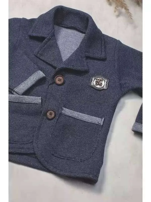 Комплект одежды Мальчики Efbey kids Вечерний/праздничный тройка белый, темно-синий, размер 98 Хлопок, Полиэстер, рост 98 Карманы Турция На любой сезон Пуговицы