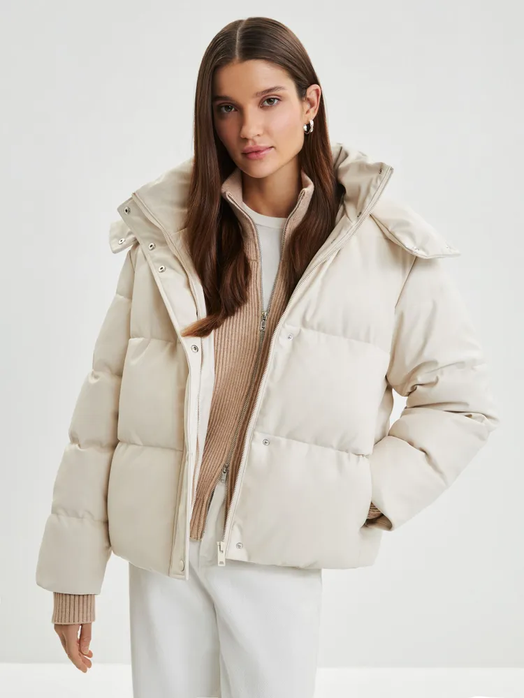 Куртка Женский Zarina Капюшон, Карманы бежевый, размер 50 Длинный Демисезон оверсайз Полиэстер Китай