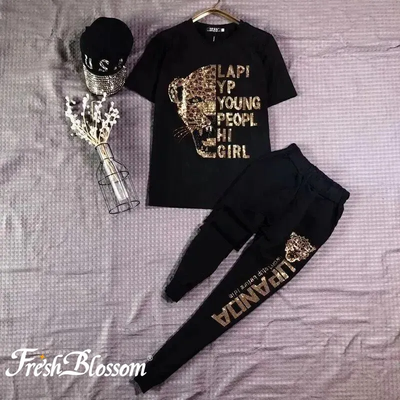 Комплект одежды Женский Fresh Blossom Повседневный черный, размер 54 Китай На любой сезон