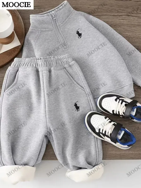 Комплект одежды Мальчики, Девочки MOOCIE Повседневный серый, размер 110 Хлопок Китай Зима