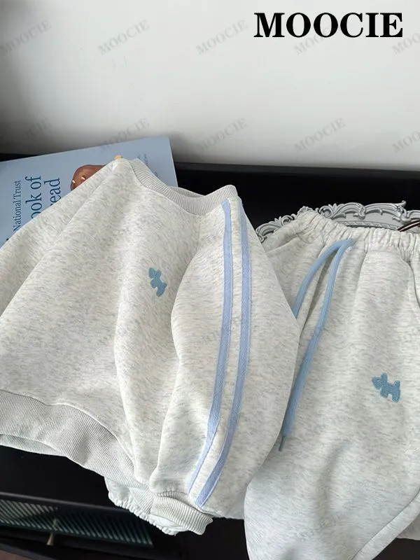 Комплект одежды Мальчики MOOCIE Повседневный светло-серый, размер 90 Хлопок Китай На любой сезон