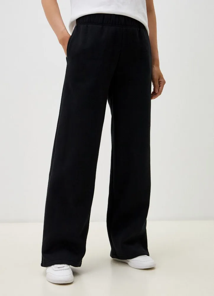 Брюки Женский FACE CODE прямые черный Текстиль Повседневный, размер 48, 50 Завязки прямой На любой сезон Карманы Китай Средняя