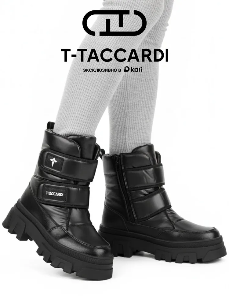 Дутики Женский T. TACCARDI черный муар Искусственная кожа, Текстиль Зима Без застёжки G Стандартный средний (до 9 см) Анатомическая стелька