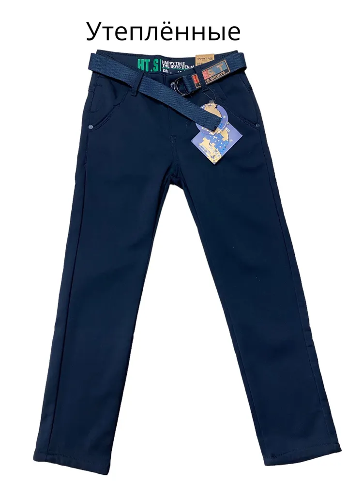 Брюки Мальчики HAPPY TREE JEANS чиносы синий Полиэстер, Хлопок Офисный/школьный, размер 140 Молния, Пуговицы Демисезон Карманы, рост 140-146 Китай Средняя