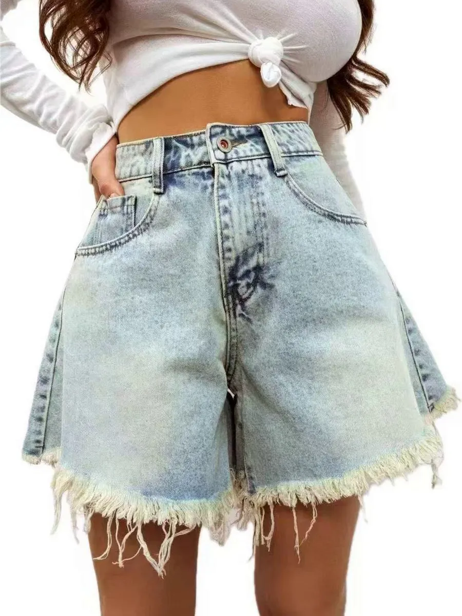 Шорты джинсовые летние клеш голубые