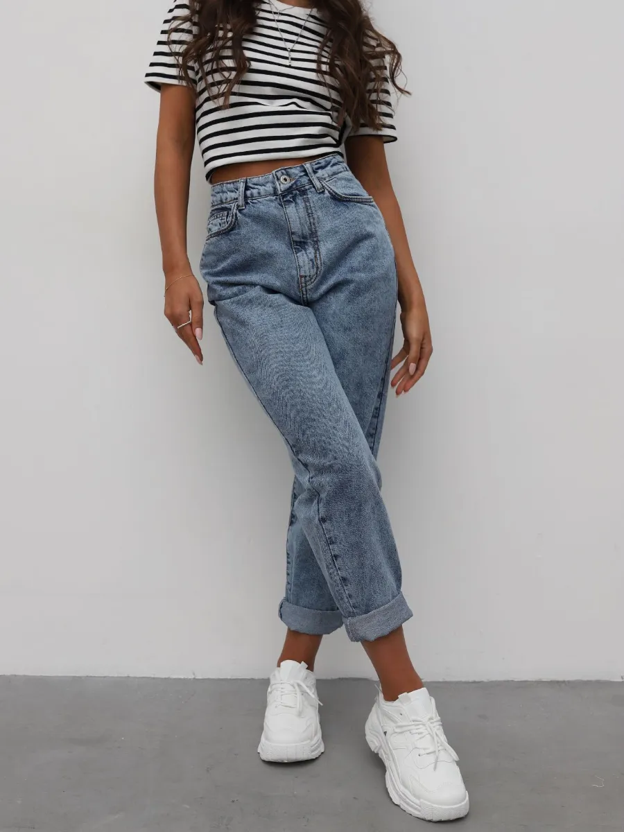 Джинсы мом с высокой посадкой