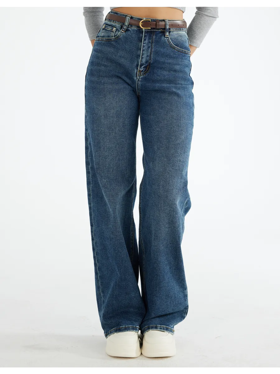 Джинсы широкие с высокой посадкой