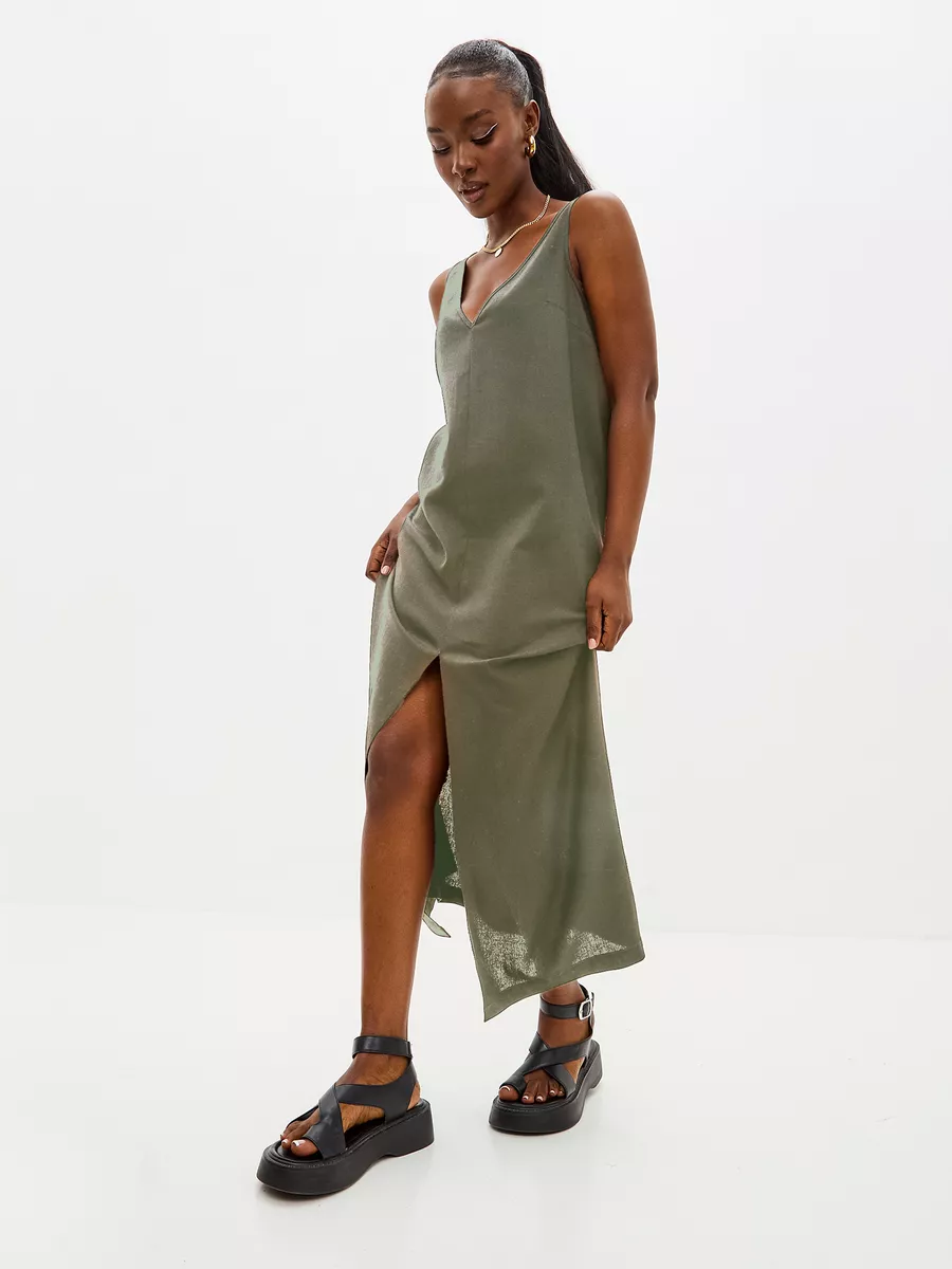 Платье сарафан летнее льняное длинное