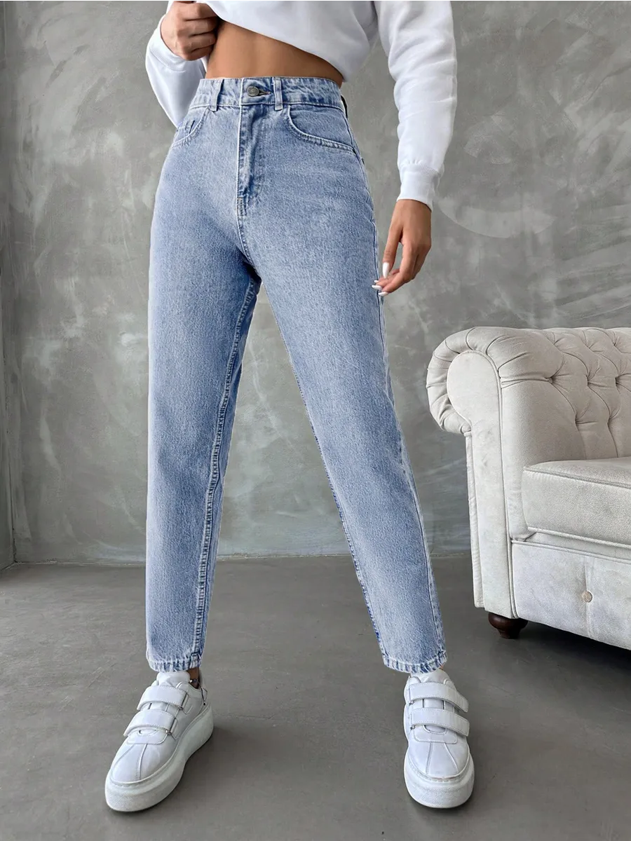 Джинсы мом с высокой посадкой