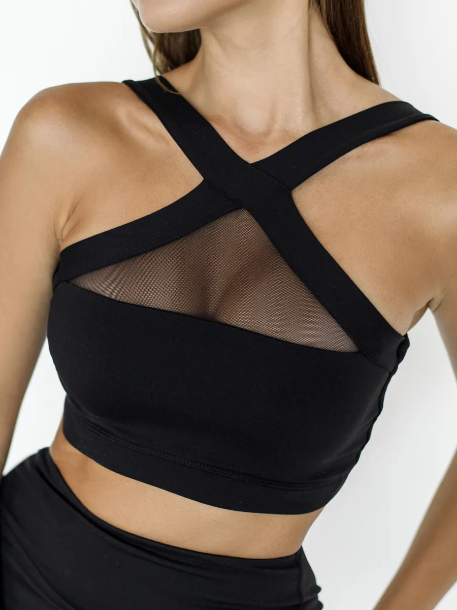 Кроп топ вечерний с чашками под пиджак DARK