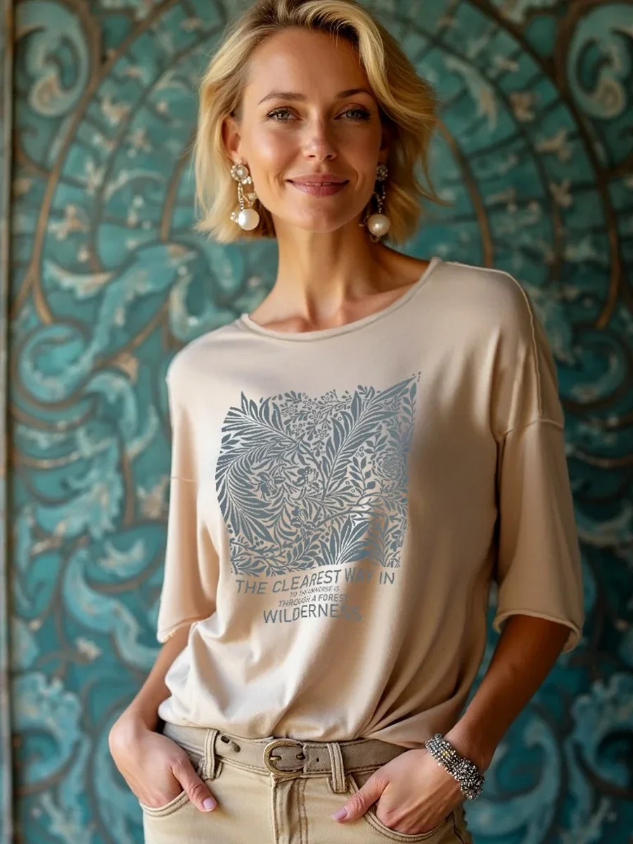 Лонгслив с принтом хлопок базовый трикотажный