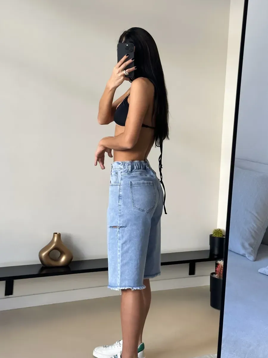 Шорты джинсовые рваные на резинке