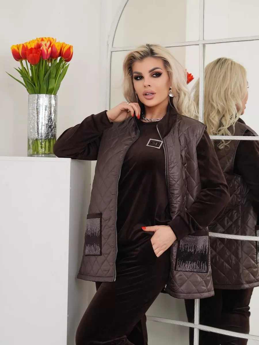 Спортивный костюм тройка теплый брючный с жилетом