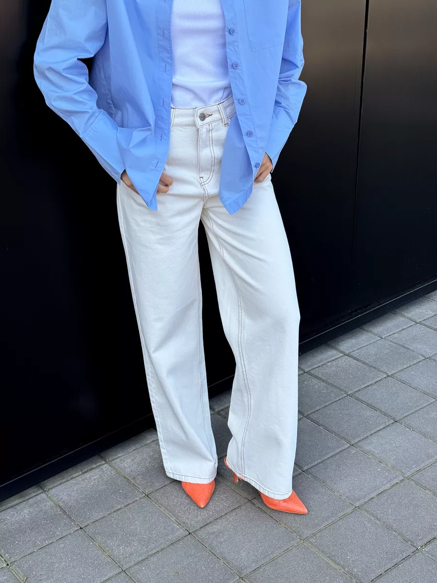 Широкие джинсы багги на средней посадке