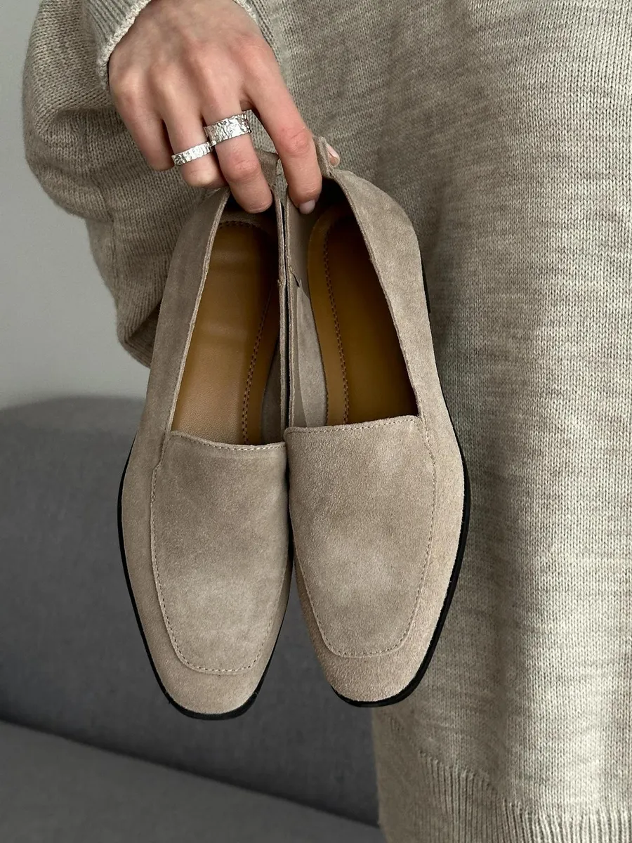 Лоферы замшевые