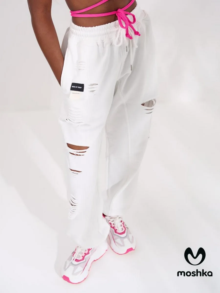 Штаны спортивные джоггеры оверсайз рваные