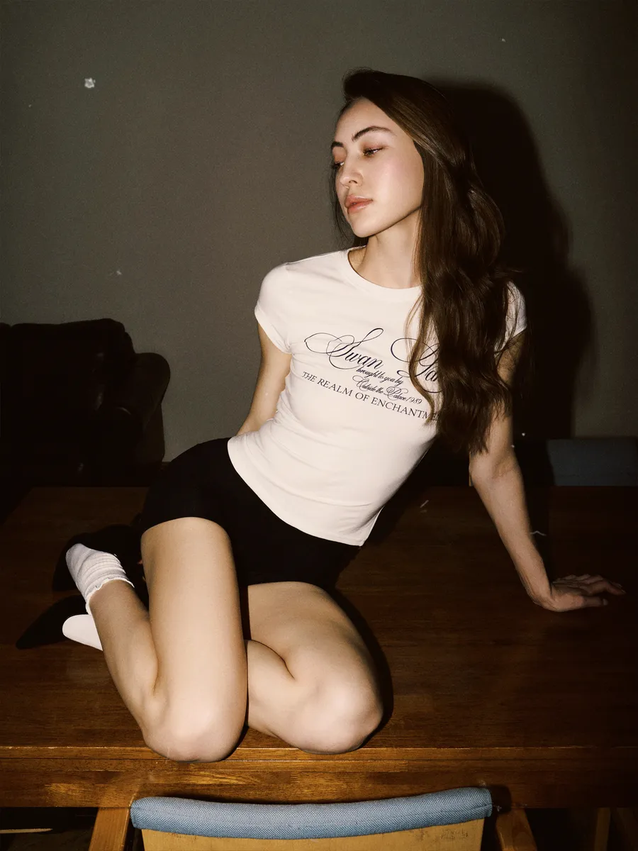 Футболка скимс облегающий топ с принтом old money