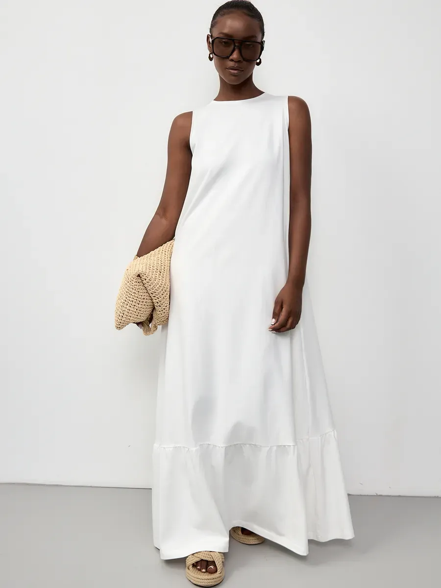 Платье майка летнее длинное трикотажное