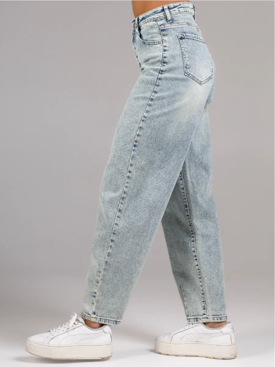 Джинсы мом бананы с высокой посадкой