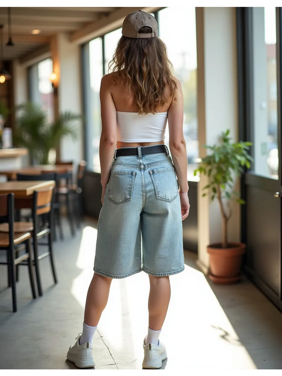 Шорты бермуды джинсовые летние с высокой посадкой