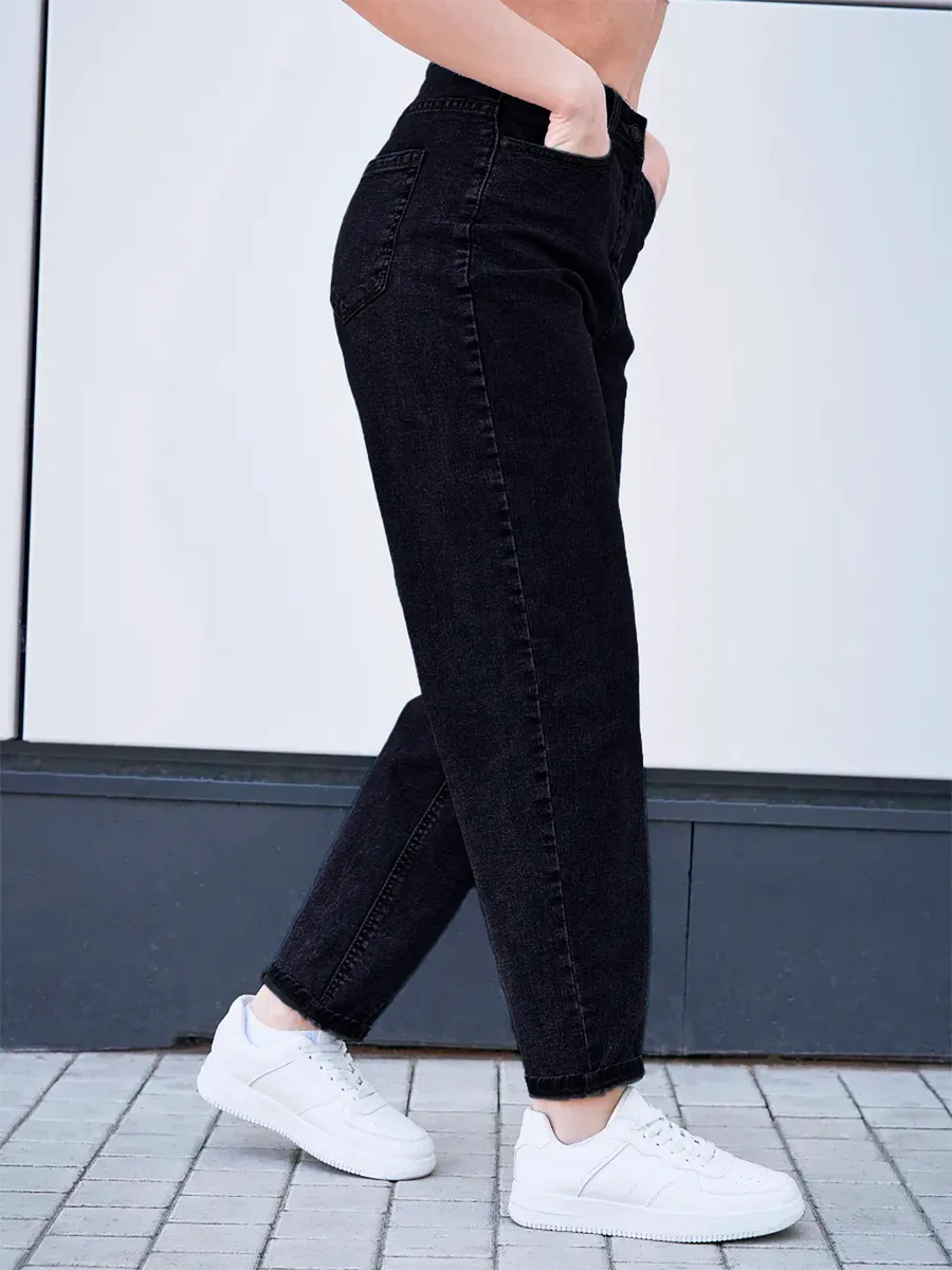 Джинсы бананы с высокой посадкой мом оверсайз