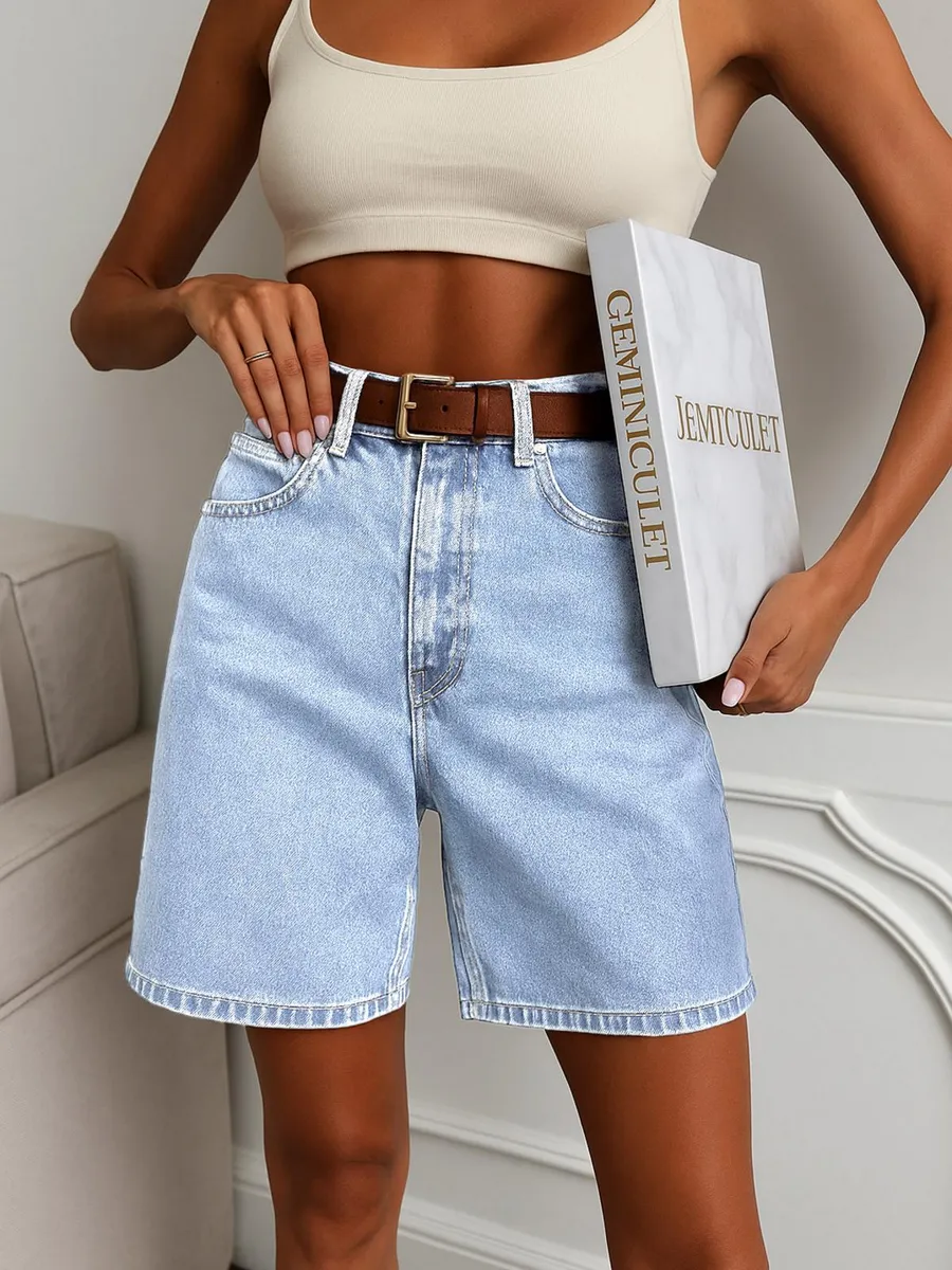 Шорты бермуды джинсовые летние с высокой посадкой